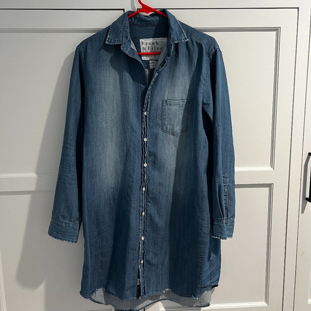 Frank & Eileen Mary Dress Performance Denim Distressed Vintage Wash - Size L